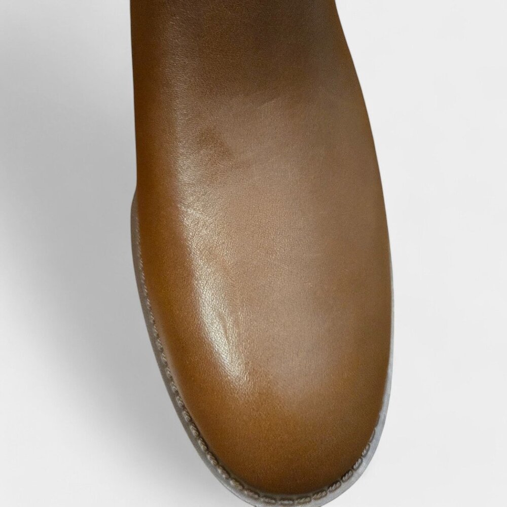 Michael Kors Izzy Tall Leather Riding Boots Luggage Tan Logo 9.5M Equestrian NWB - Picture 11 of 15